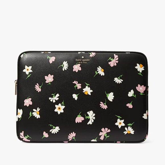 KATE SPADE Floral Waltz Printed Floral Waltz Laptop Sleeve In Black Multi